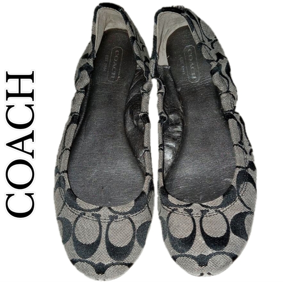 Coach Women's Black Ballet Flats Size 7B - Picture 1 of 9